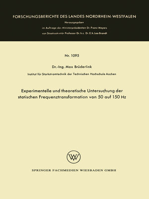 cover image of Experimentelle und theoretische Untersuchung der statischen Frequenztransformation von 50 auf 150 Hz